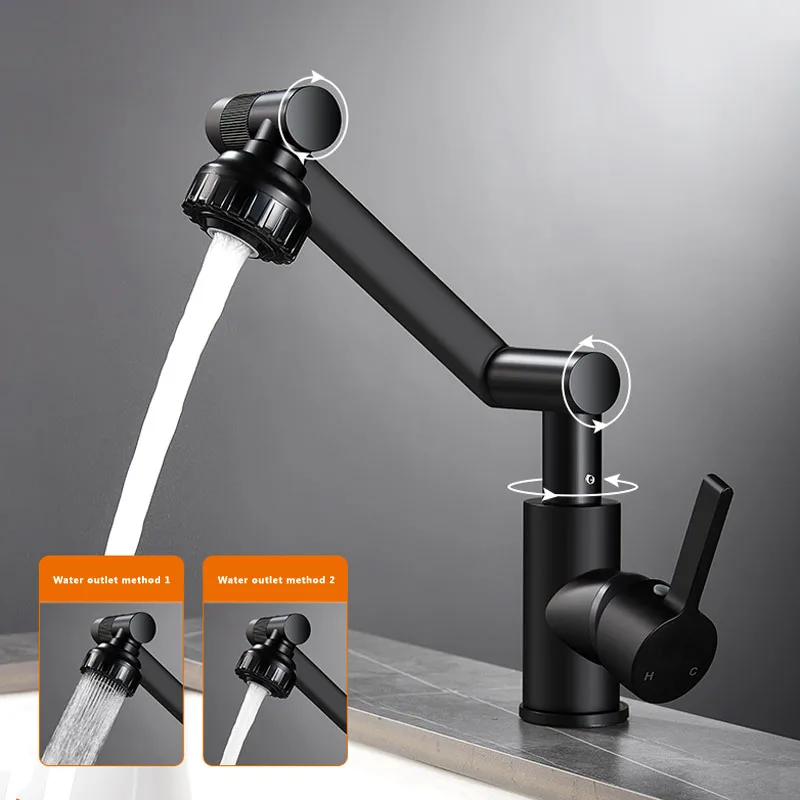 

360 Degree Cold & Hot Basin Faucet Rotating Bathroom Mixer Tap With 2 Spraying Mode