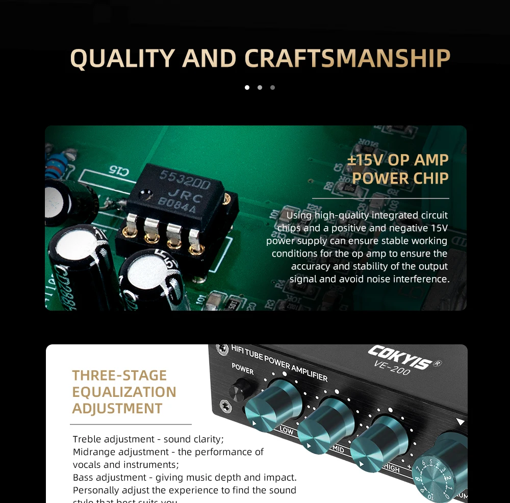 Headphone Amplifier Blue Tooth 5.0 Tube Preamp Amplifier Stereo Preamplifier With Treble Bass Tone Adjustment