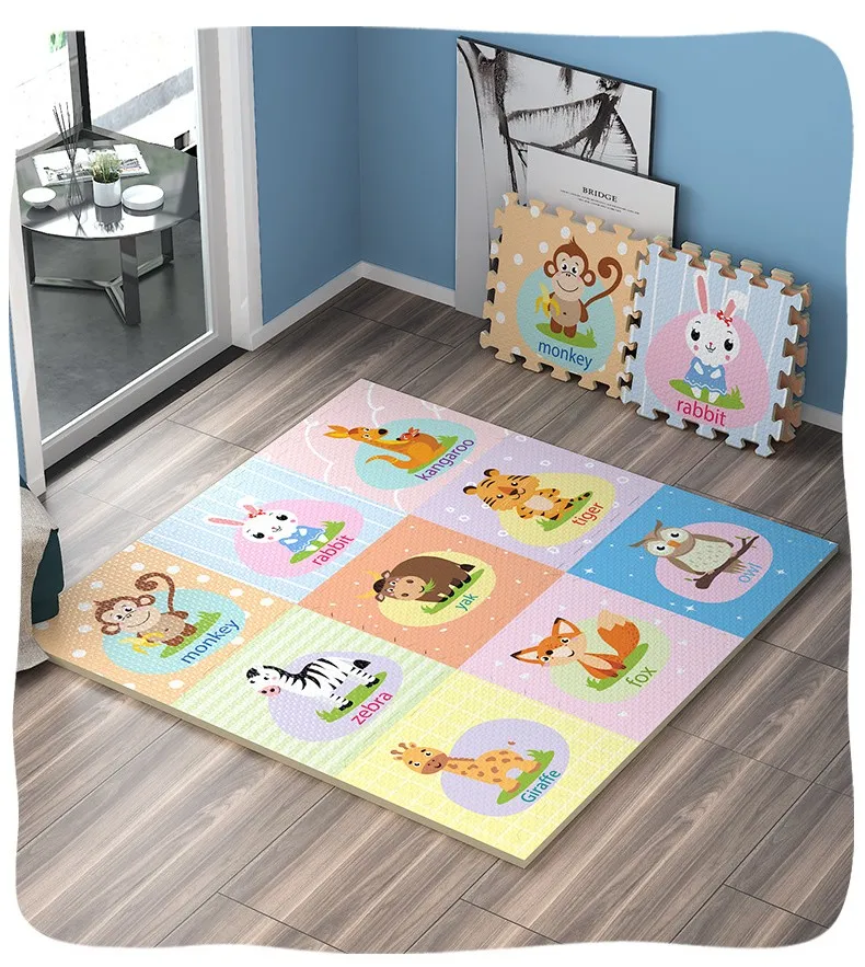 9PCS Animal Play Mats Baby Game Mat 30x30cm Baby Play Mat Activities Mat for Baby Game Mat Room Mat Tatame Floor Mat Foot Mat