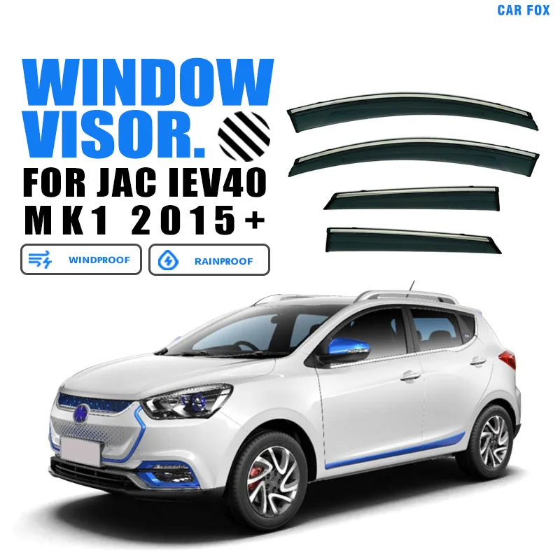 

For JAC iEV40 2015-2023 Plastic Window Visor Vent Shades Sun Rain Deflector Guard 4PCS/SE For JAC iEV40 2015-2023