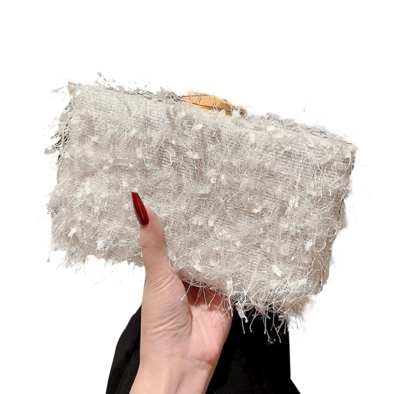Women's Evening Bag Winter Dinner Handbag with Removable Chain Shoulder Bag