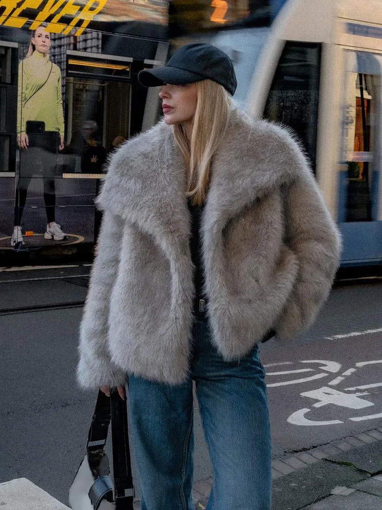 HH 2025 Winter Coats For Women Fashion New Faux Fur Long Sleeves