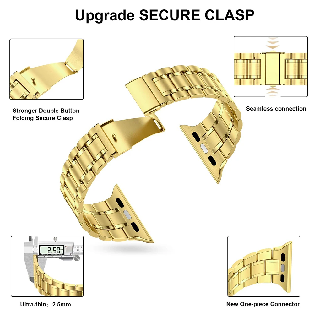 Premium Stainless Steel Watch Strap with Soft TPU Case