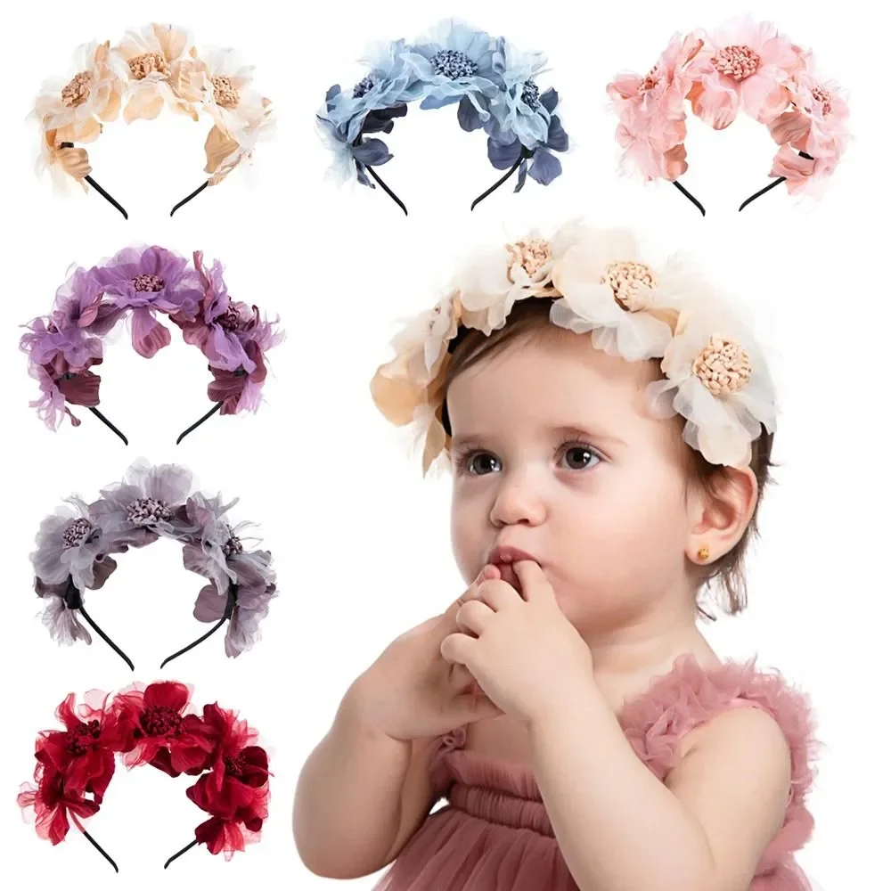 Fashion Flower Wreath Headband Baby Girls Headwraps Newborn Photography Props Gift Hair Bands Headwear Children Hair Accessories