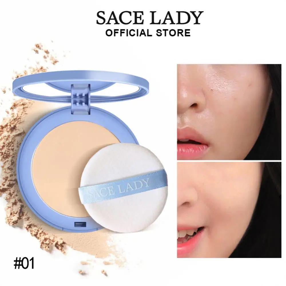 Pressed Powder SACE LADY Face Setting Powder Full Coverage Cushion Pressed Powder Long Lasting Waterproof Concealer Makeup Cosmetics Make Up pressed powder foundation,setting powder,concealer powder,face powder,compact powder