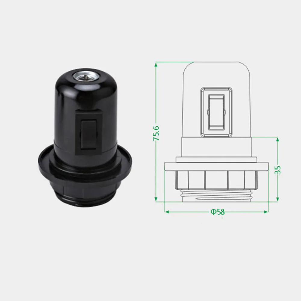 E27 Bakelite Self-locking Light Body with Zipper Switch Lamp Base E27 Full Tooth Lamp holder with Push Button 1pcs bakelite lamp holder