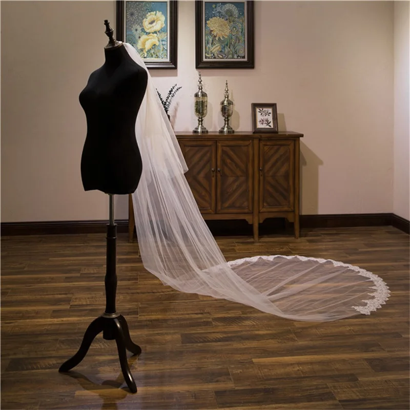 

New Fashion Bridal Veils with Cover Face Appliques Wedding Accessories Long 2 Layers Princess Wedding Veil With Comb