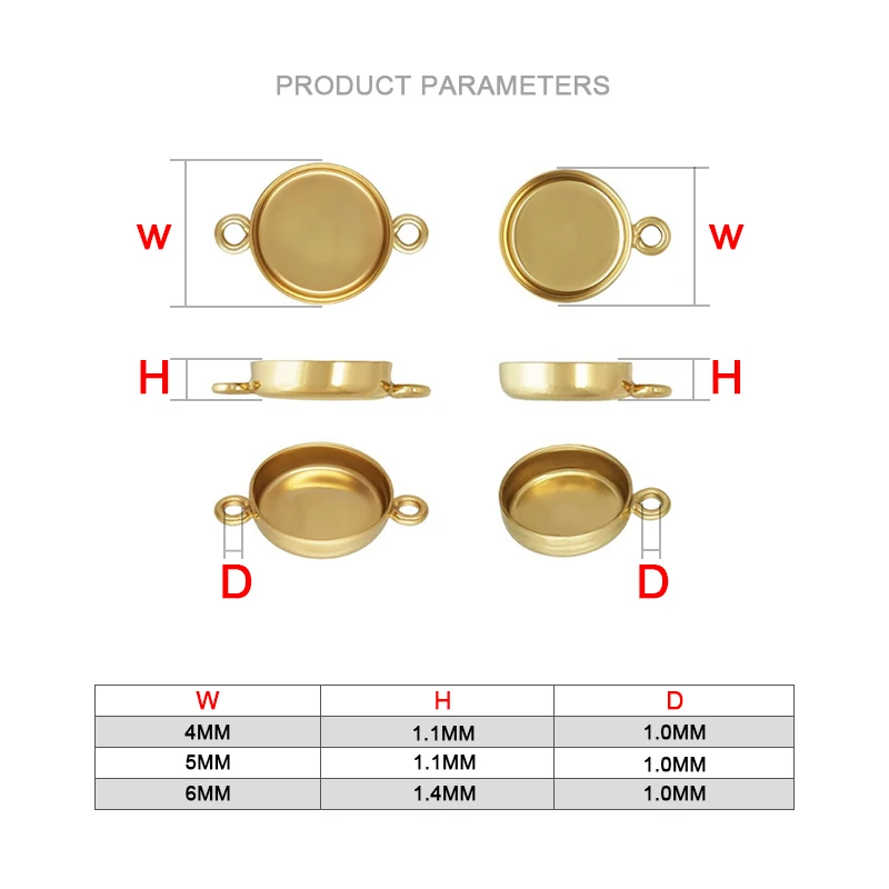 Real 14K Gold Filled 4/5/6mm Bezel Cup Connector Charm For Jewelry Making Supplies Bracelet Charm Earring Charm Necklace Charm