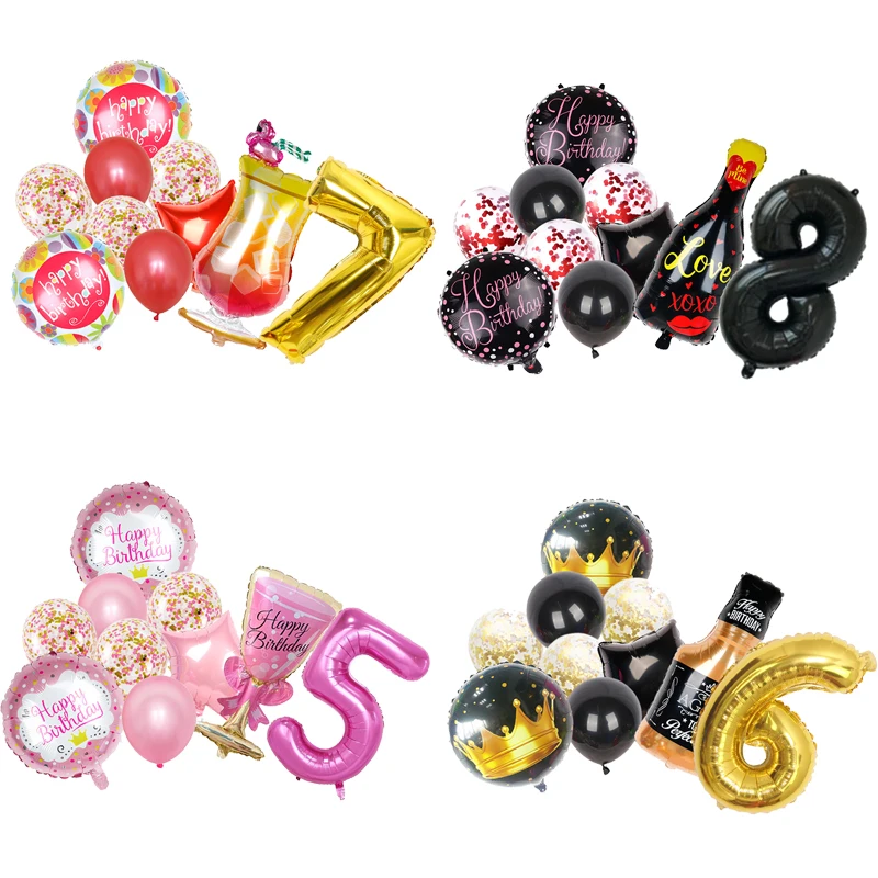 

Cartoon Champagne Whisky Wine Bottle Wine Cup Theme Birthday Party Singles Carnival Decoration Latex Aluminum Balloon Baby Gift