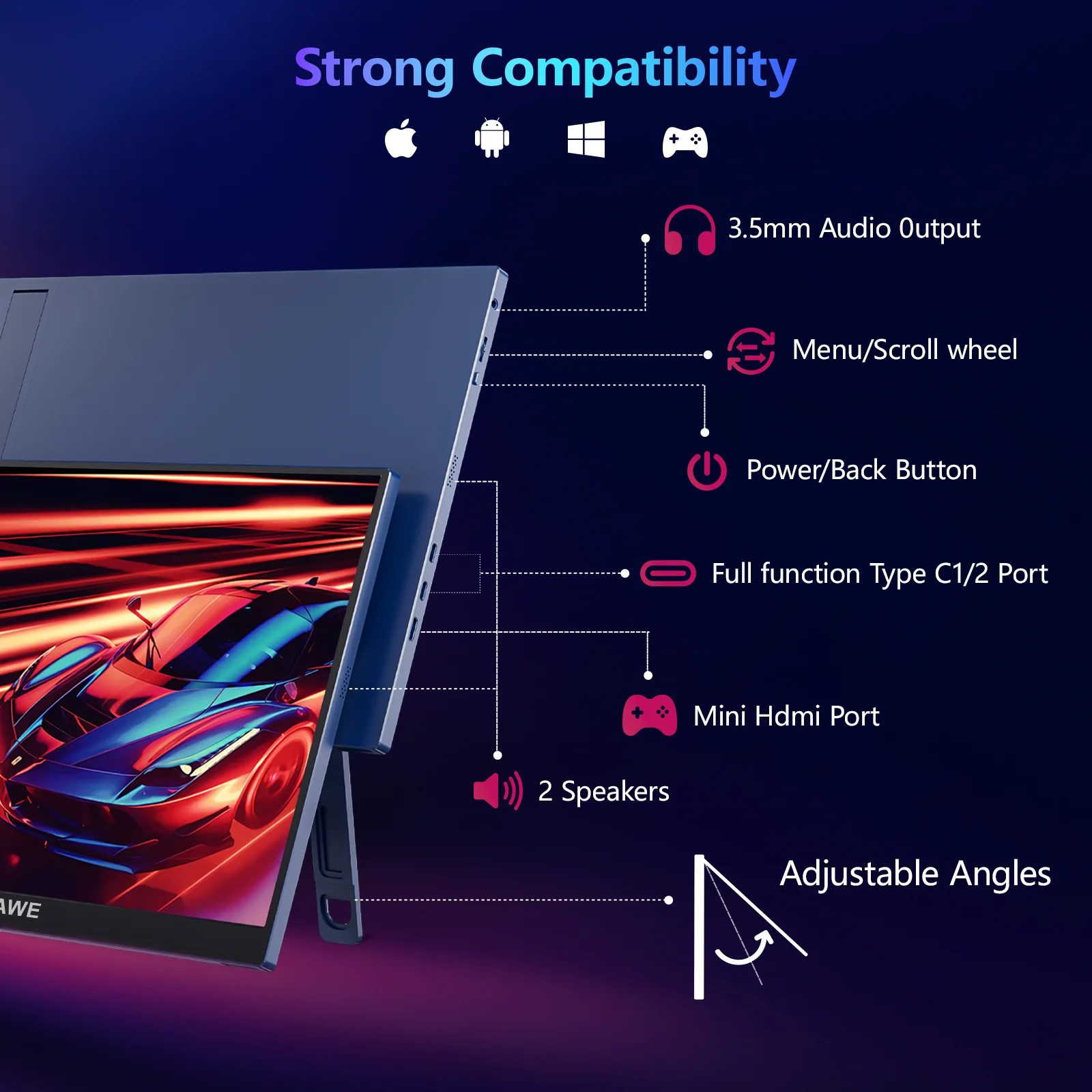 ƮϿ ̹ ޴ , 120hz, 16 ġ, 1200P PC ÷, IPS LCD, FHD ܺ  ° ǻ ȭ, ޴ α Ǹ