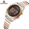 New Style NAVIFORCE Luxury Women‘s Digital Watches Stainless Steel Strap Date Display Hardened Glass Movement Lady Wrist Watch