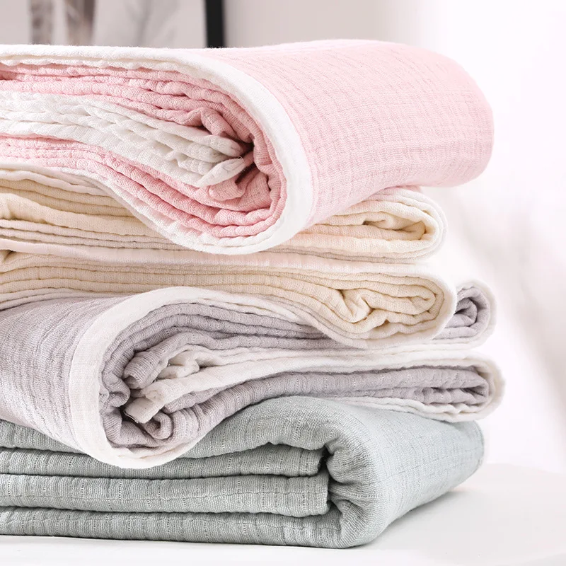 Summer Blankets 4 Layers Muslin Cotton Bedspread Blanket 150x200cm 200x230cm Soft Office Home Bedding Sleeping Quilt Blanket 4