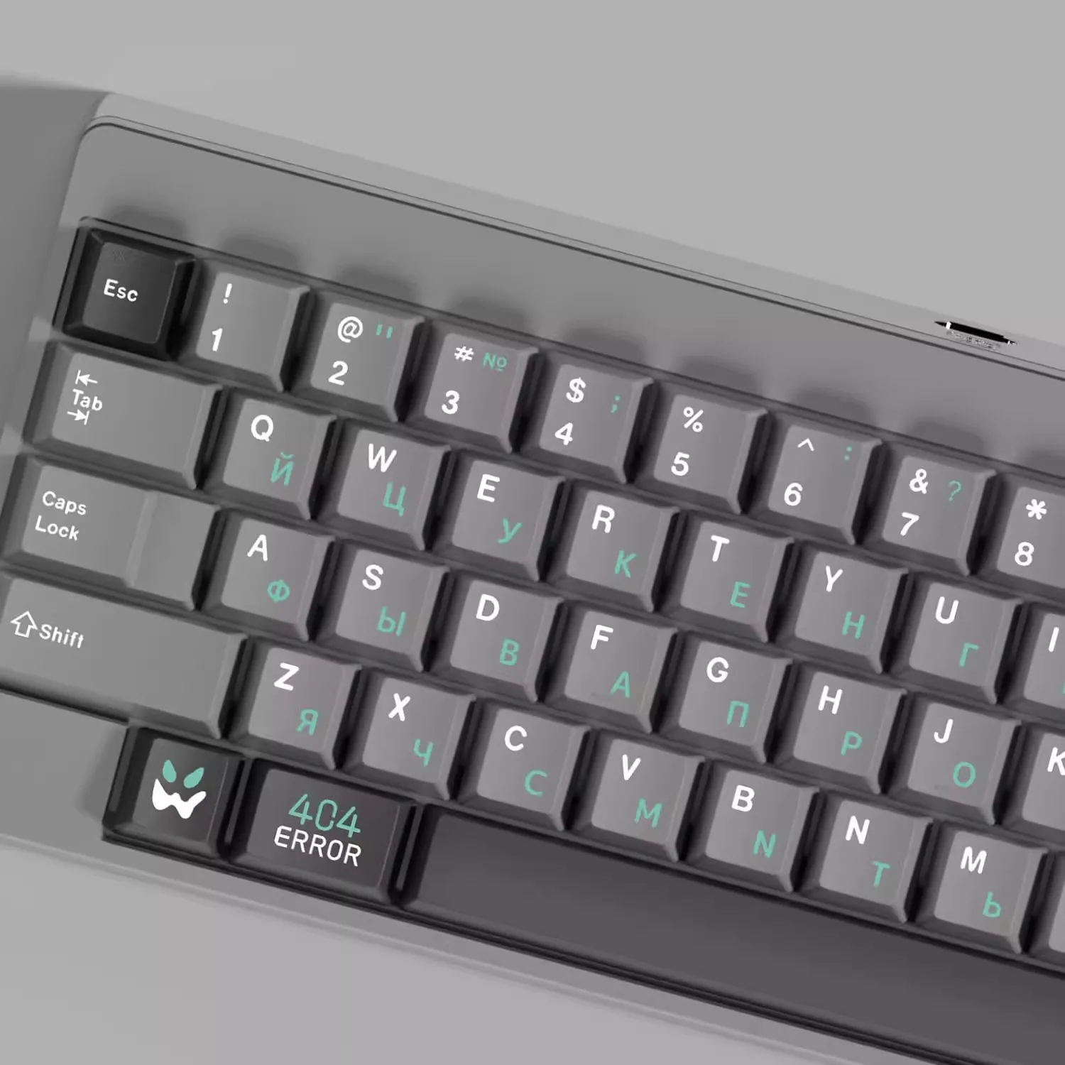 Sublimação Verde Russo Keycaps Pbt Cereja Perfil à Prova de Luz Cinza 96 980 Hhkb 404 Tema de Erro Conjunto em Branco - Imagem 2
