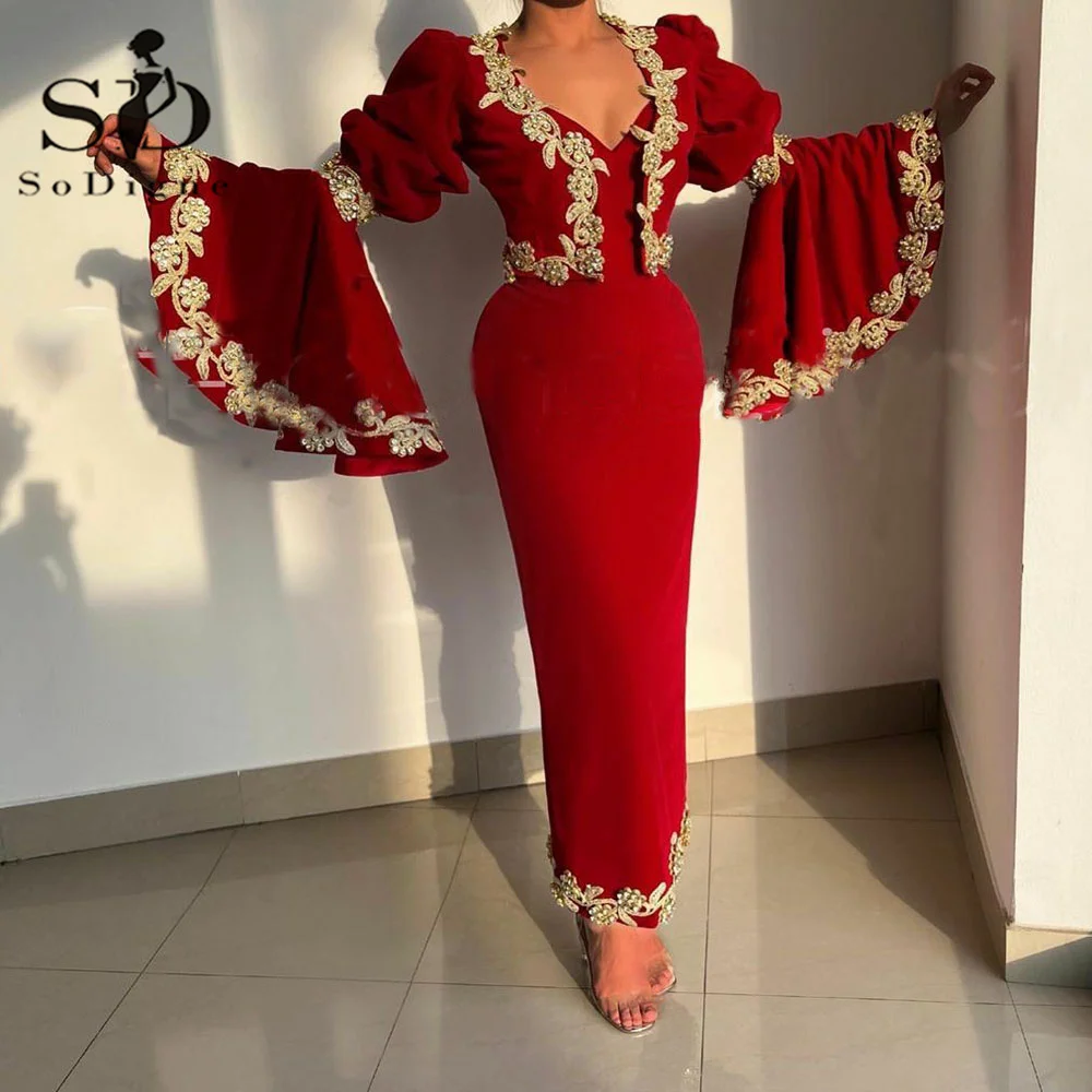 

Платье SoDigne в виде русалки бордовое вечернее платье с жакетом, золотые кружевные аппликации Caftan, арабские знаменитости, свадебные платья