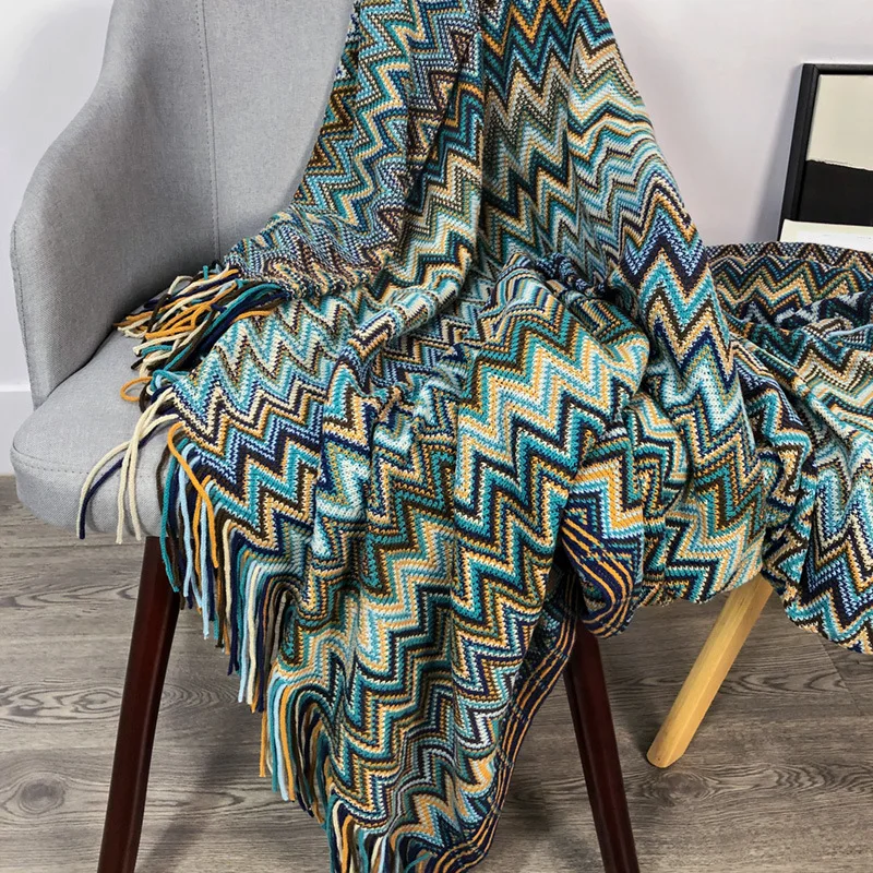 Blanket Bohemia Blanket Throw Blanket For Bed Knitted Blankets With Tassel Plaid Throws For Couch For Happy Nappers - 5