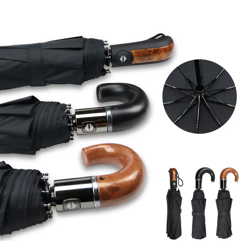 English Style Umbrella Men Automatic 10Ribs 3 Folding Umbrella Rain Business Male Parasol folding umbrella automatic umbrella