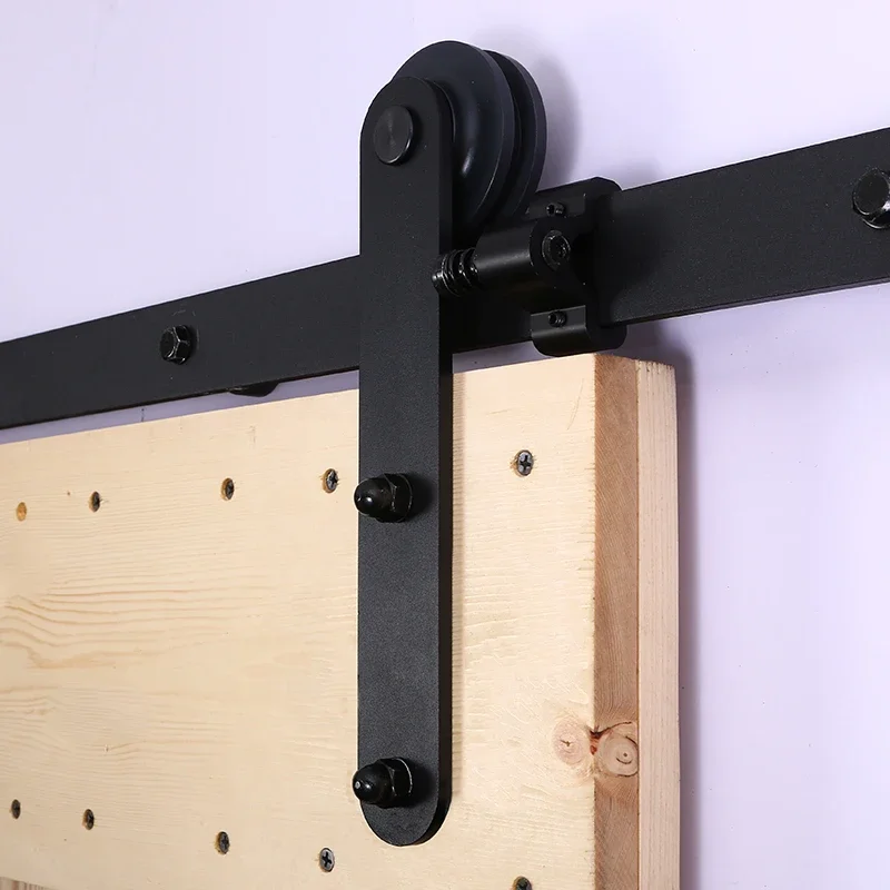 Gifsin European Style Wood Sliding Barn Door Hardware Carton Steel Roller Black Round Shape Hanger for Single Door