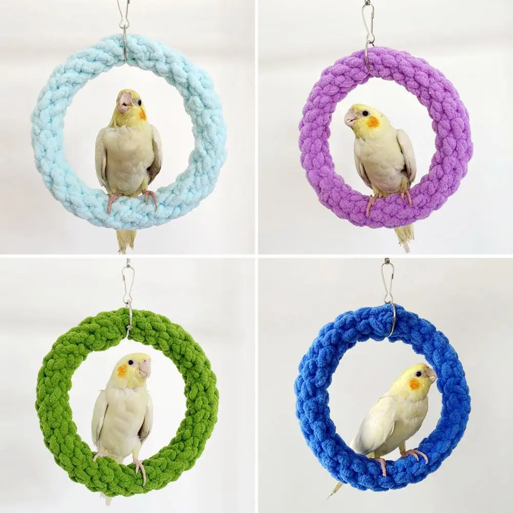 

Parrot Swing Ring Durable Cotton Rope Bird Swing Toy For Parrots Cockatiels Cage Hanging Chewing Toy Relieves Boredom Provides