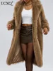 UCXQ Fashion Faux Fur Coat European Style Lapel All Match Covered Button Loose Casual Long Women's Coats 2025 New Winter 23C2945 1