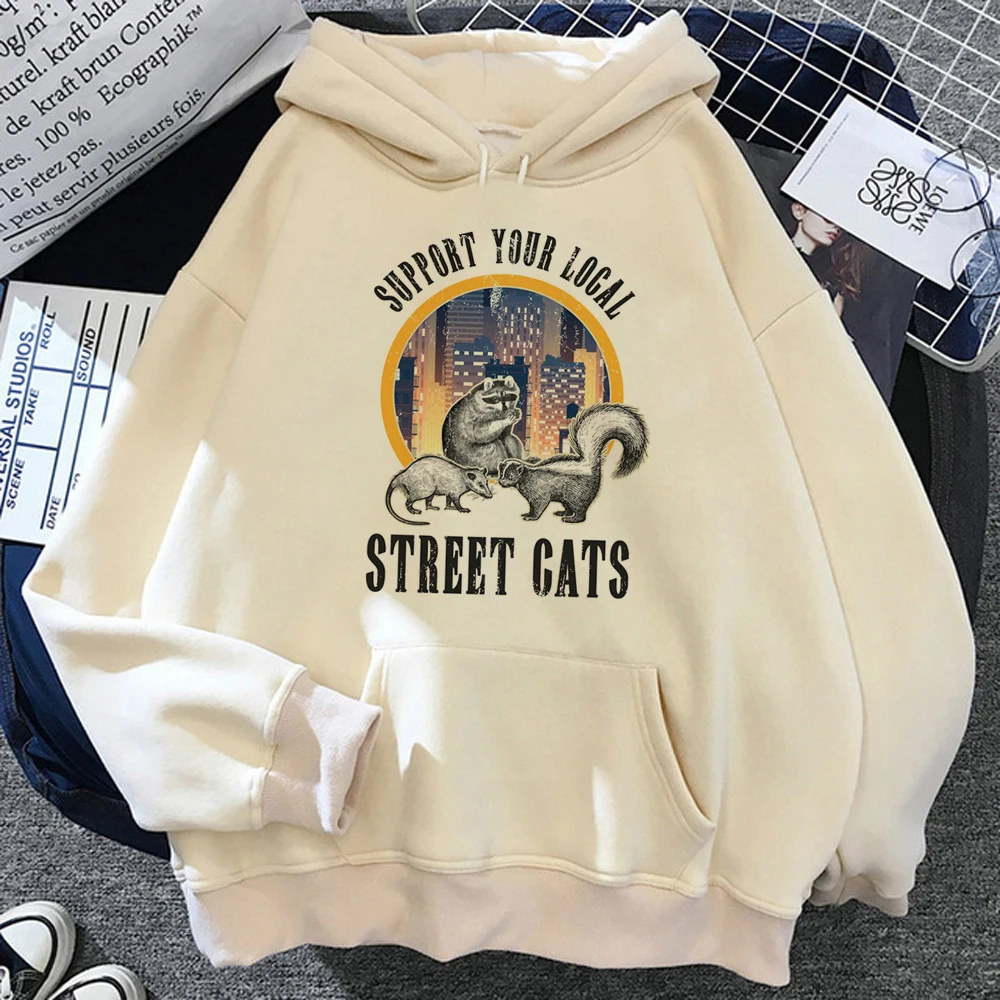 

Street Cats hoodies women 90s Winter sweatshirts women Korean style pulls
