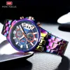 MINI FOCUS Motley Watches for Men Fashion Sport Chronograph Quartz Wristwatch with Date Luminous Hands Stainless Steel Strap Man 3