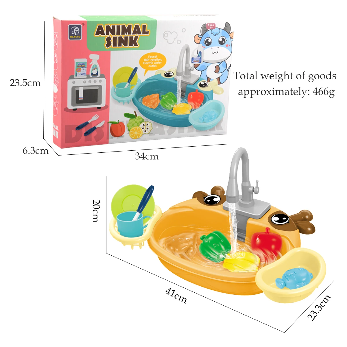 Dishwasher Toys, Kitchen Sink Electric Playing with Running Water Automatic Water Cycle System Simulated kitchen accessories