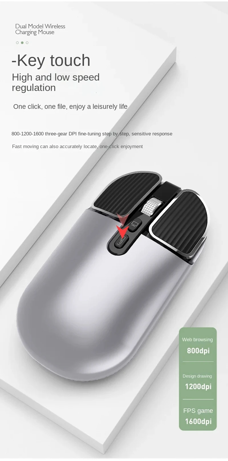 Xiaomi Wireless Mouse 2.4 GHz Anti-Slip Desktop Key 1600 DPI Adjustable USB Rechargeable Dual Model Silence Office Mouse Windows