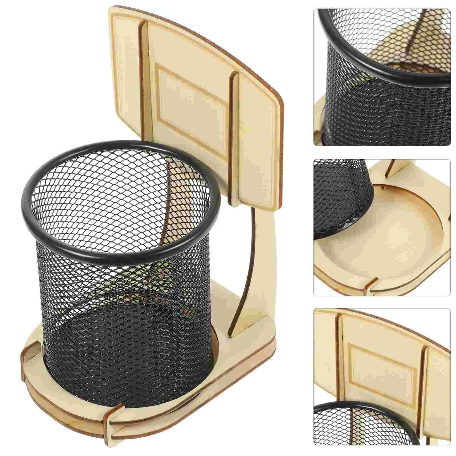 

DIY Pen Holder Wooden Pen Vase Basketball Stand Pencil Box Storage Case Stationery Supplies