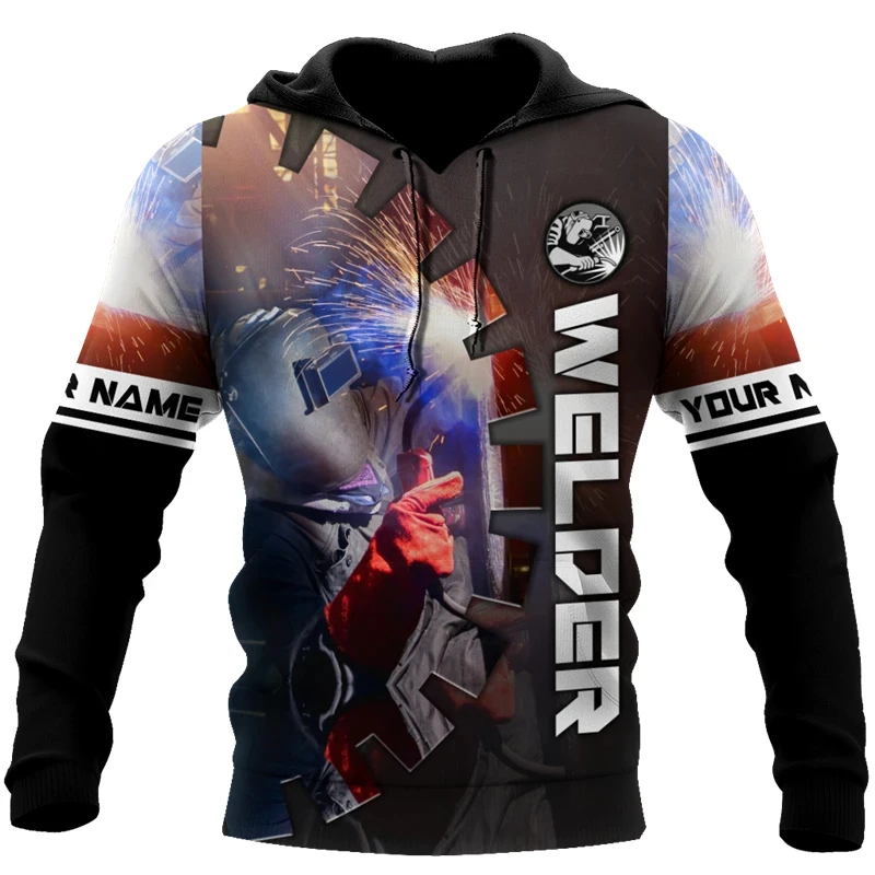 thumbnail image 1 of Sudadera con capucha con gráficos de soldador para hombre, moda personalizada, uniforme de soldador, sudaderas casuales con capucha, ropa de gran tamaño para hombre, 1 of 4
