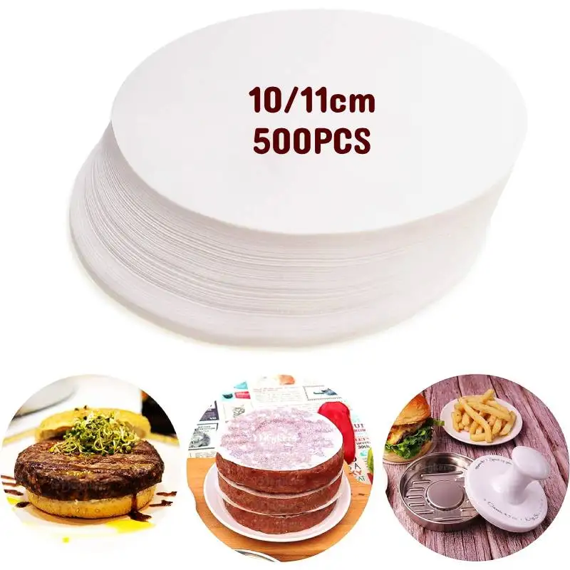 500pcs445InchHamburgerPattyPaperRoundWaxPaperSheetNonStick