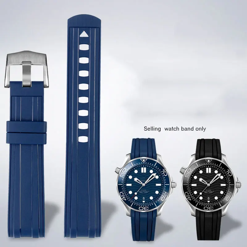 Cinturino In Gomma Con Interfaccia Curva Adatto Per Omega Seamaster 300 At150 Master 42Mm Cronometro Sport Cinturino In Silicone 20Mm 22Mm