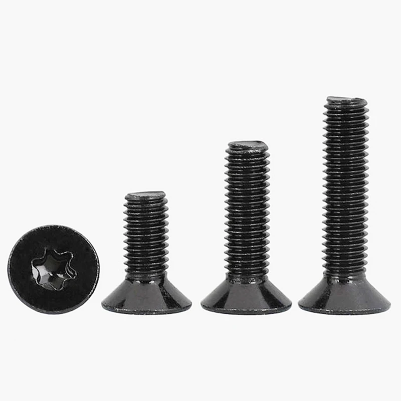 50/ 20/ 10/ 5pcs M1.6 M2 M2.5 M3 M4 M5 M6 GB2673 Black A2-70 304 Stainless Steel Torx Head Flat Countersunk Screw Six Lobe Bolt