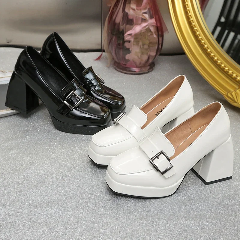 Fashion Simple Single Shoes Women's Square Toe Thick Heel Mary Jane Sweet Shallow Mouth 2023 Spring and Autumn Women's Shoes