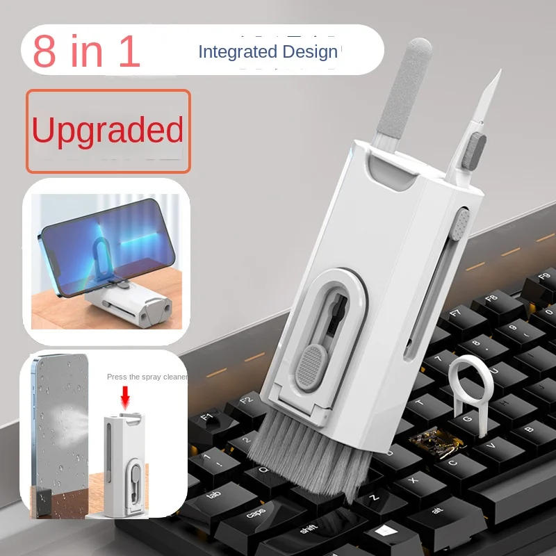 

8-in-1 Upgraded Bluetooth Headset Computer Keyboard Cleaning Pen Earplugs Multifunctional Storage Screen Cleaning Brush Set