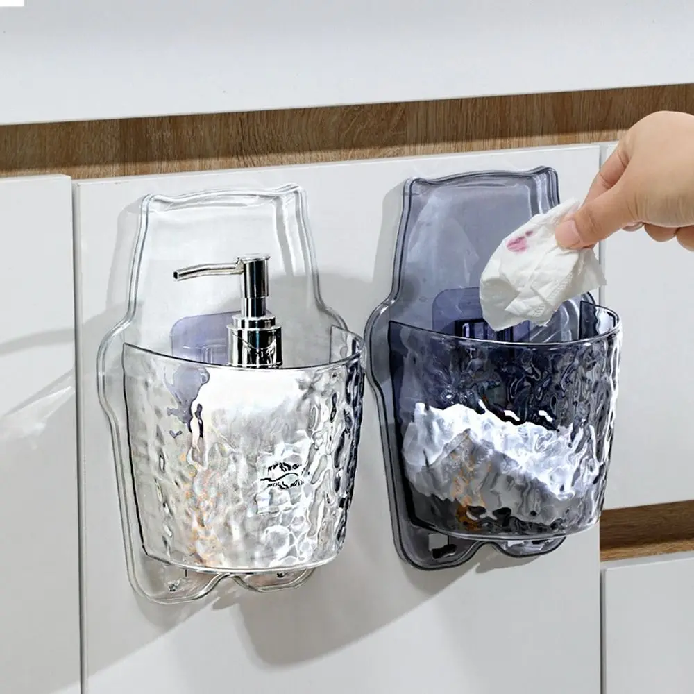 

Transparent/Grey Wall Mounted Storage Box Bear Shape Plastic Cosmetic Storage Rack Punching-free Ginger Garlic Storage Basket