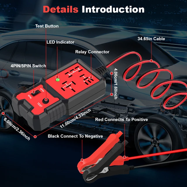 Autodiagnose Relaisprüfer Universal Kfz Relais Tester – Elektronisch, 12V – Für Auto-Batterie-Checks (UK Version) Elektronischer Batterie Checker Kfz Diagnosegerät Universal