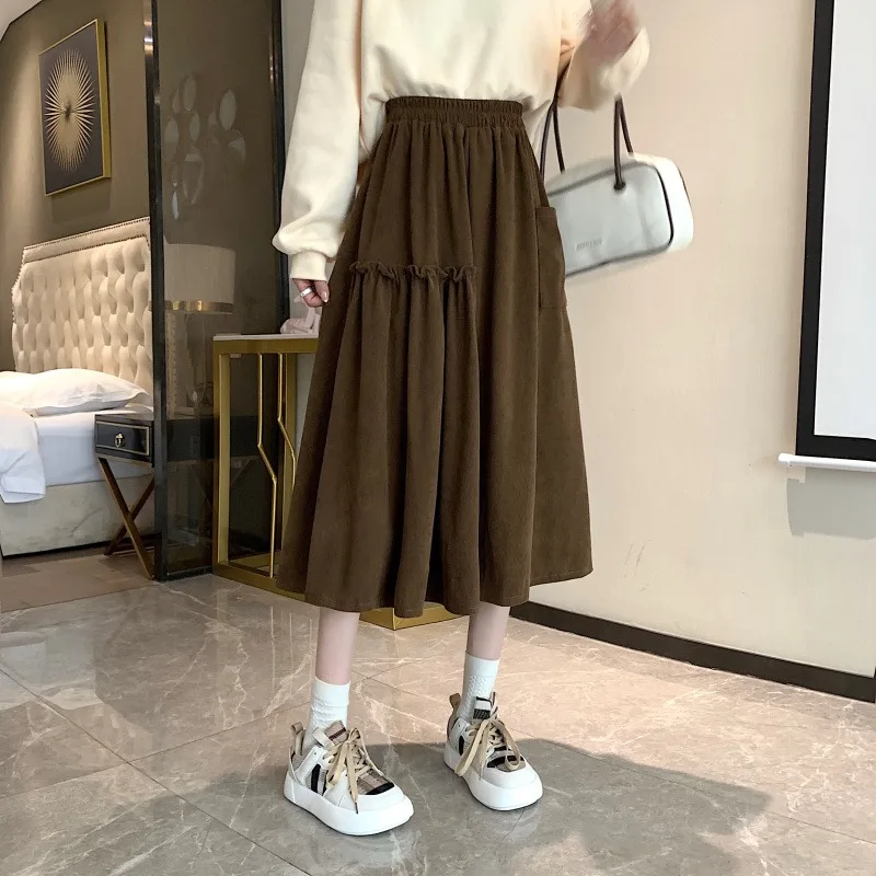 

NKSFFA Loose and irregular all-match slim corduroy skirt