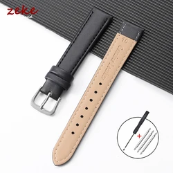 Ultrathin Leather Wristband - Soft Universal Sport Bracelet - 22mm (Black - Silver)