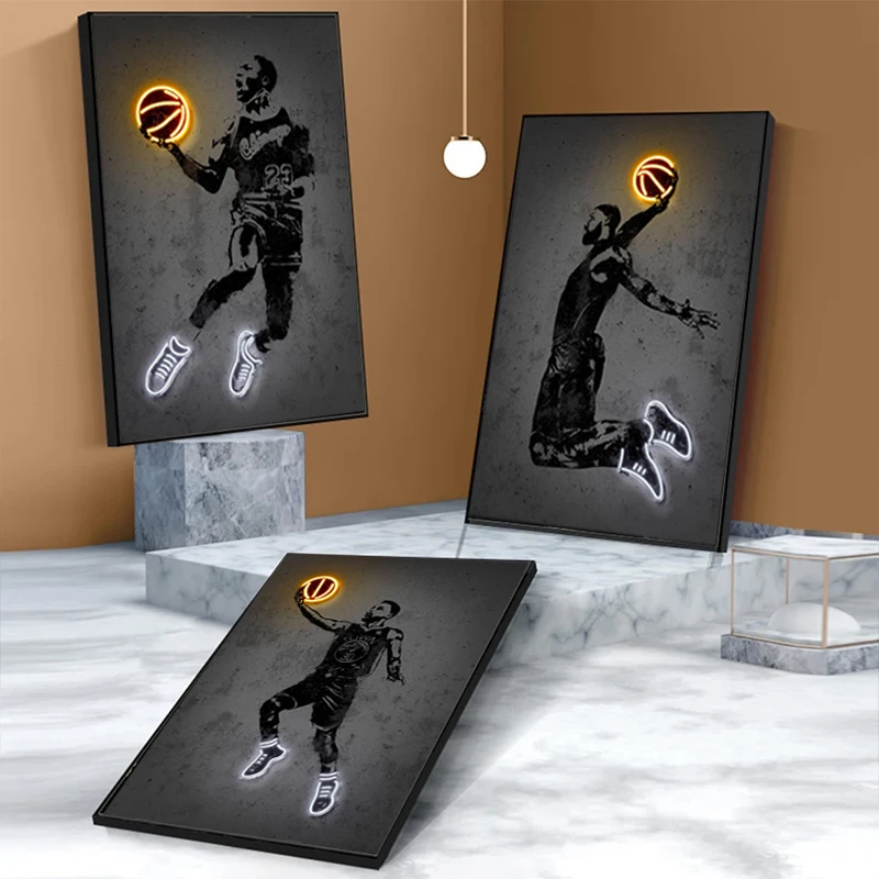 NeonBasketballSportPostersHomeDecorationStreetSportsAbstract