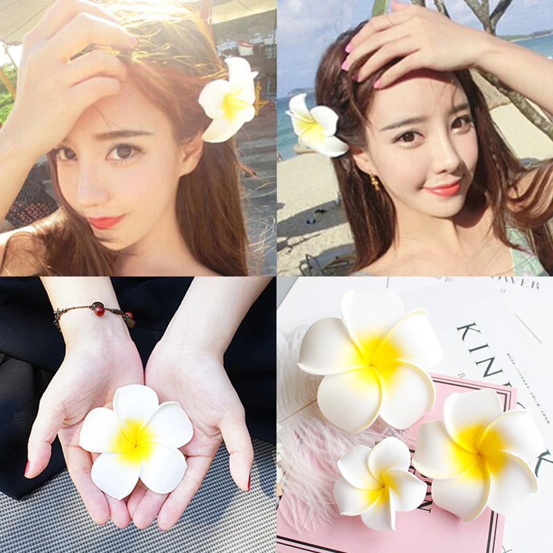 Accessori Hawaiani Fatti A Mano Alla Moda Alla Moda Vibranti Durevoli Plumeria Forcine Per Capelli Fiore Vacanze Al Mare Bestseller Floreale