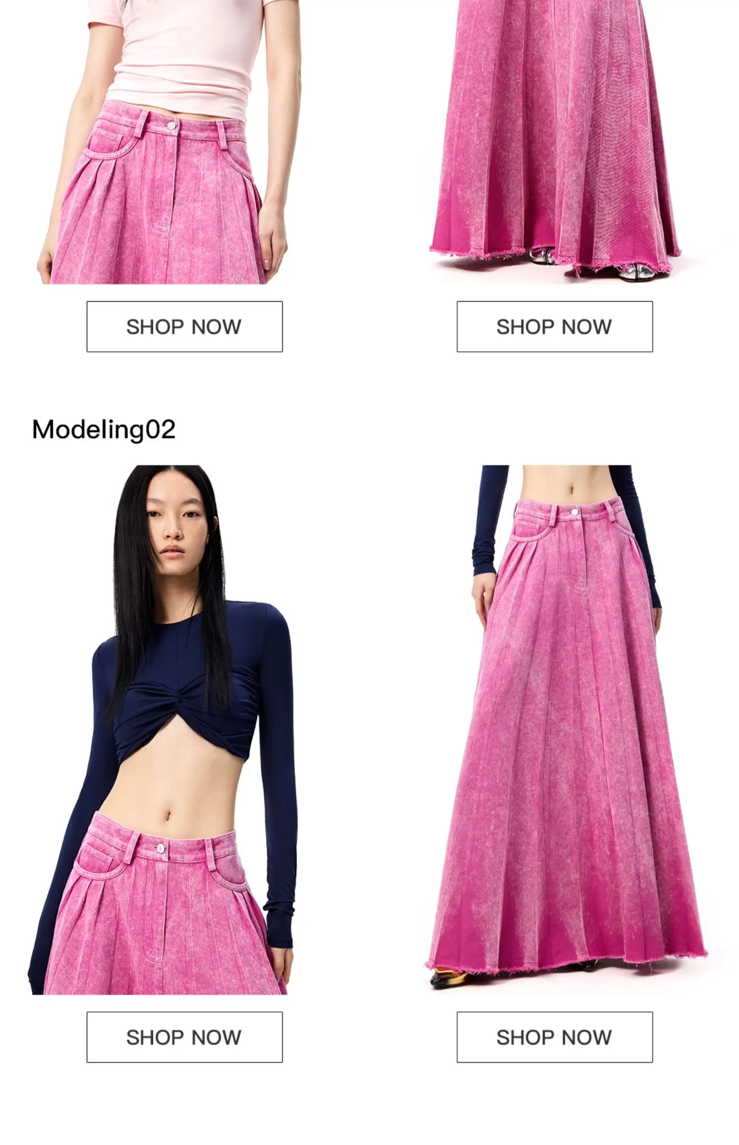 Women A-line Denim Pink Skirt Vintage Aesthetic Y2k Long