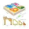 Montessori Animal Jigsaw Puzzle Hand Grasping Nesting Board Wooden Shape Sorting Puzzle Sensory Toys Learning Educational Toys 6