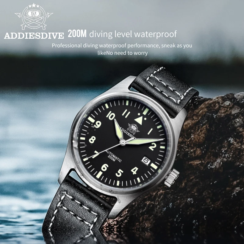 ADDIESDIVE MY-H2 Men Automatic Watch 20Bar Diver Waterproof NH35A Stainless Steel Mechanical watches Super Luminous reloj hombre