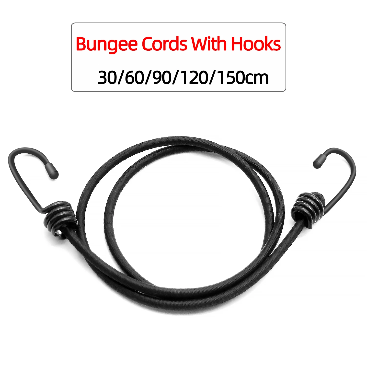 1Pc Bungee Cords High Elasticity Tied Rope Motorcycle Bicycle Luggage Lanyard Camping Bungee Cord Double-J Hooks Elastic Straps elastic bungee cord