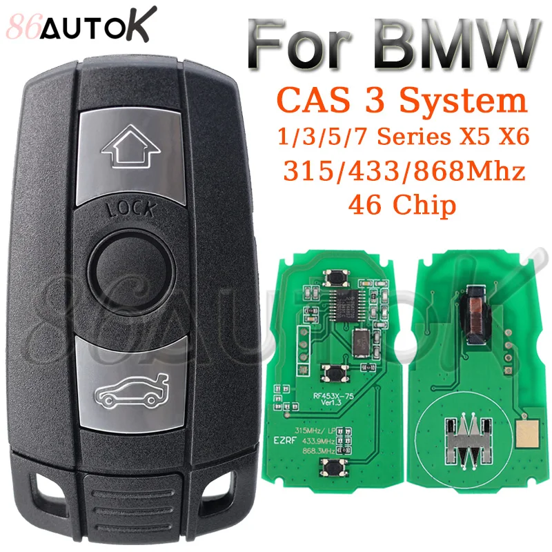 Car Remote Control Key for BMW CAS 3 System 1/3/5/7 Series X5 X6 E60 E61 E70 E71 E87 E90 Z4 46 Chip 315LP 315MHz 433Mhz 868MHz 1