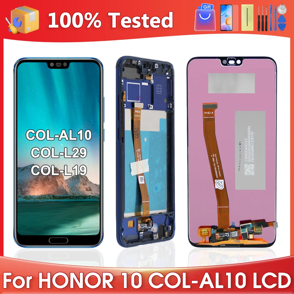 

5,84 ''для HUAWEI Honor 10, оригинальный Honor 10, телефон со сканером отпечатков пальцев, ЖК-дисплей, сенсорный экран, дигитайзер, сборка, замена