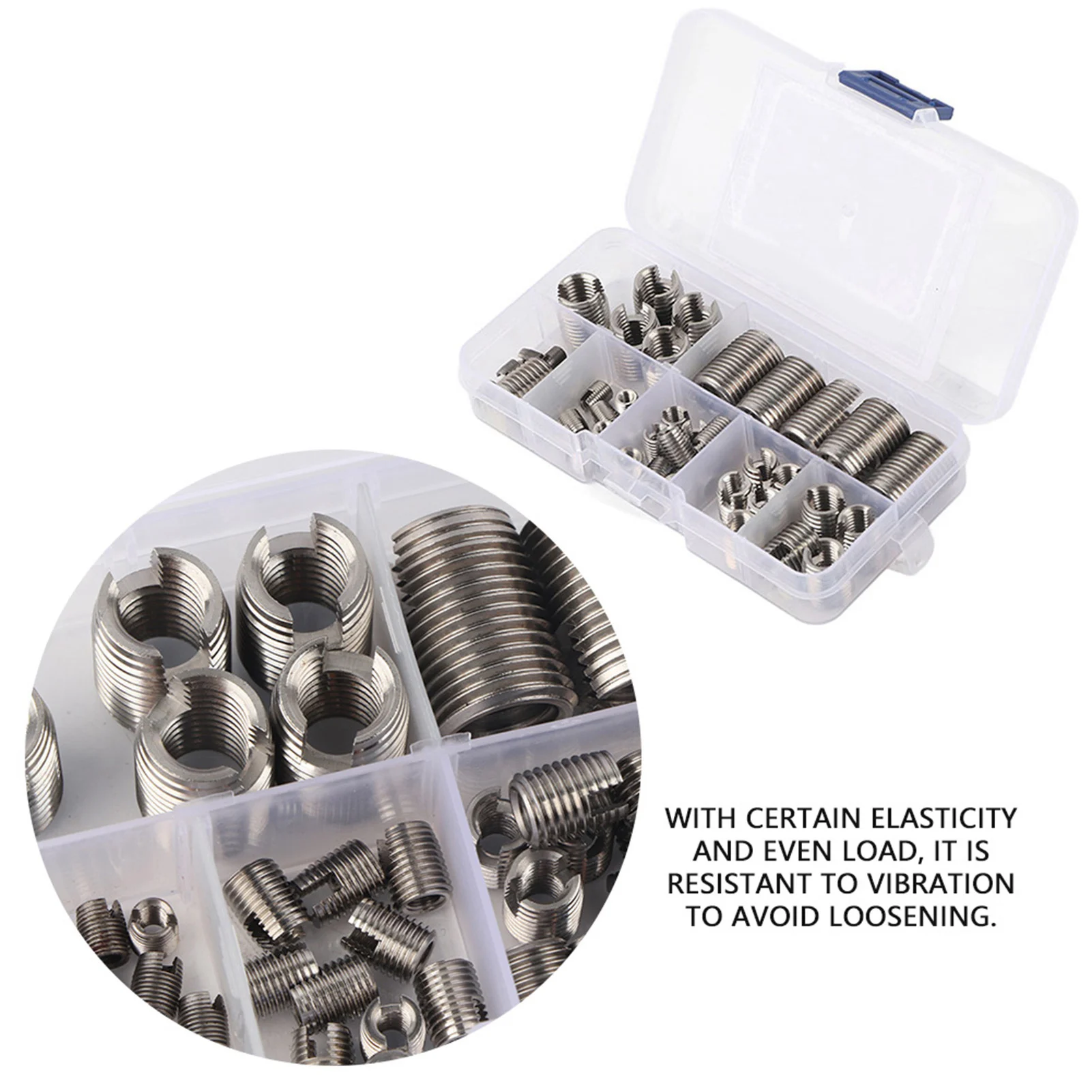 Stainless Steel Inner Thread Self Tapping Thread Inserts Set 50Pcs Reinforce Repair Tool
