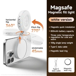 Portable Rechargeable Selfie and Photography Ring Light with Adjustable Settings (WHITE)