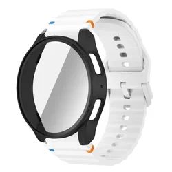 Silicone Band with Protective Bumper Cover - Galaxy 5 4 40mm (2pack White - Black)