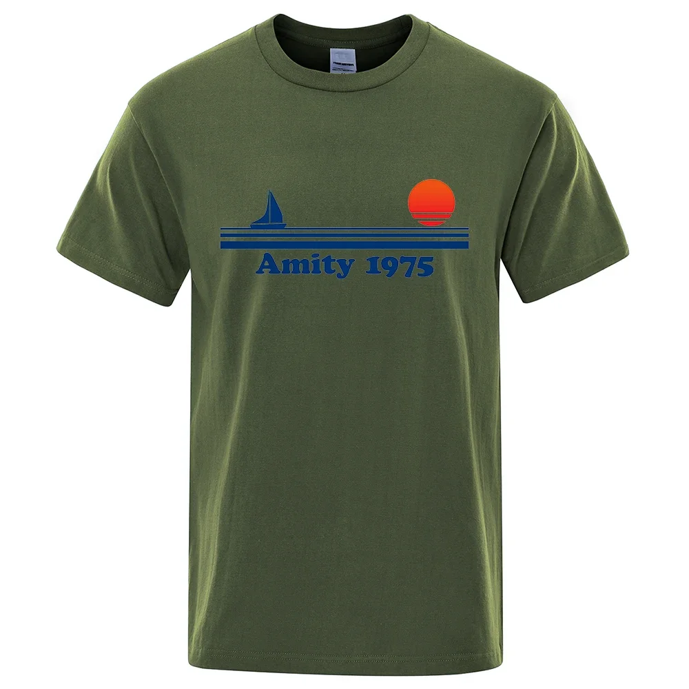 thumbnail image 1 of Amity 1975 - Camiseta con estampado retro de Jaws para hombre, ropa creativa, ropa deportiva, camisetas de moda, camisetas de algodón transpirables para hombre, 1 of 5